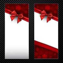 White Christmas card with red bow.