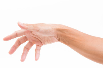 Man hand grabbing isolated on white background