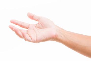 Man hand receiving isolated on white background
