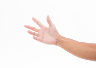 Man hand isolated on white background