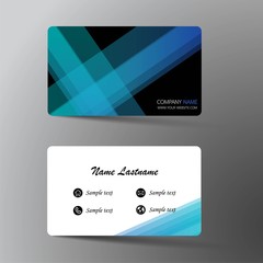 Modern business card template design. With inspiration from the abstract. Contact card for company. Two sided blue and white . Vector illustration. 