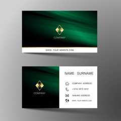 Modern business card template design. With inspiration from the abstract. Contact card for company. Two sided green and white . Vector illustration. 
