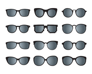 A set of glasses isolated. Vector Icons.