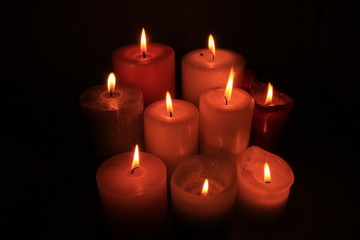 Fototapeta na wymiar Group of burning candles