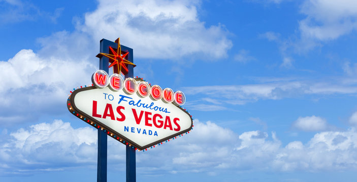 Welcome to fabulous Las Vegas Nevada sign on blue sky background