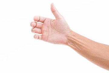 Man hand isolated on white background