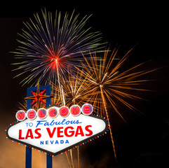 Welcome to fabulous Las vegas Nevada sign with firework background