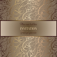 Abstract background , luxury beige and gold vintage frame, victorian banner, damask floral wallpaper ornaments, invitation card, baroque style booklet, fashion pattern, template for design