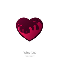  Logo heart with a glass of wine. Capsule with liquid in motion. 