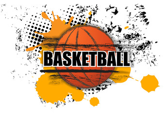 Fototapeta premium Basketball painting grunge splatter with typo on white background
