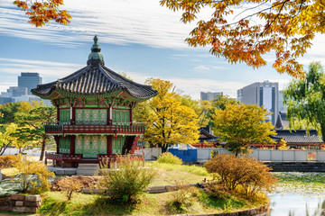 Beautiful autumn view of Hyangwonjeong Pavilion in Seoul
