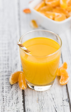 Homemade Tangerine Juice (close-up shot)