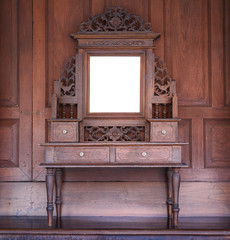 old wooden vanity in old thai house style