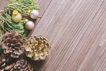 Christmas and happy new year decoration on wooden background,celebration theme happiness party