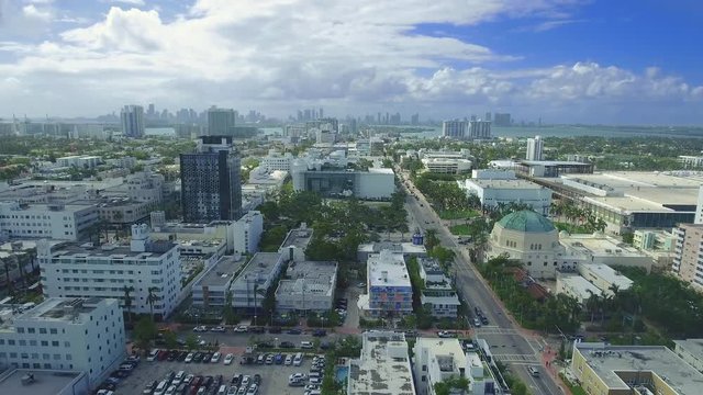 Beautiful aerial view of buildings in South Beach, Miami