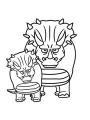 familie kind junges baby mama papa hörner triceratops groß comic cartoon dinosaurier saurier dino