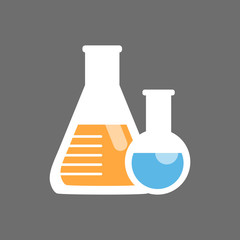 Flask And Test Tube Icon Medical Glassware Concept Flat Vector Illustration