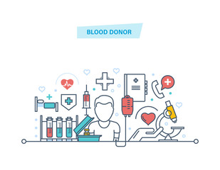 Blood donor. Volunteer, medical research, medicine and healthcare.