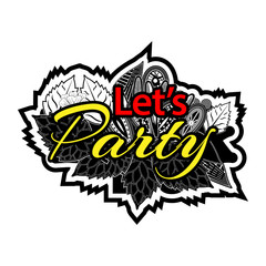 Let's Party doodles. vector illustrator