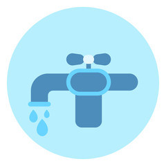 Water Tap Icon Faucet On Blue Background Vector Illustration