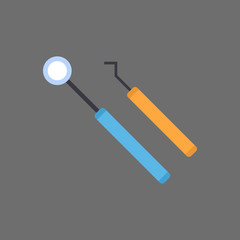 Dentist Instruments Icon Medical Treatment Concept Flat Vector Illustration