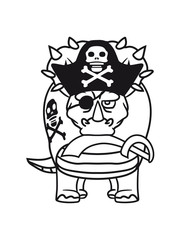 böse seeräuber pirat säbel schwert meer schiff boot kapitän matrose verkleidung hörner triceratops groß comic cartoon dinosaurier saurier dino