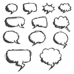 Hand Drawing Bubble Speech Set