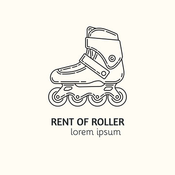 Modern Linear Style Rental of Roller Skates Logotype Template.
