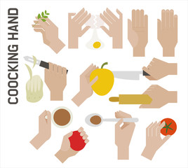 cooking hand variation pose vector flat design illustration set 