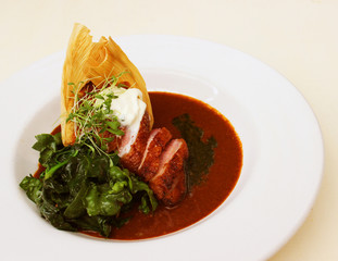 Gourmet Elevated Duck Tamale with Red Chile