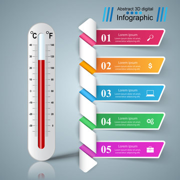 Business illustration of a thermometer. Health and temperature.