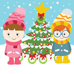 MERRY CHRISTMAS SNOW HOLIDAY SEASON VECTOR ILLUSTRATION