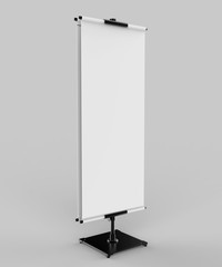 Telescopic Fabric Poster Stand  Two sided Printed Fabric Banners. 3d render stand.