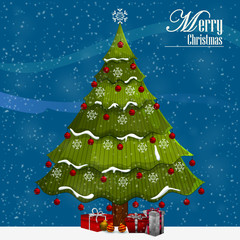 Decorative pine tree for Happy New Year and Merry Christmas greeting background