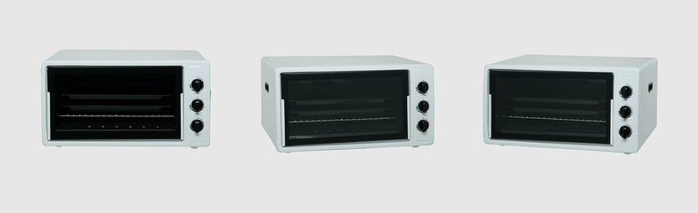 Obraz premium three positions of a small household oven on a white background