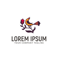 bird and flower logo design concept template