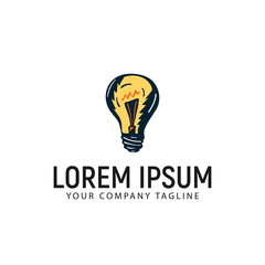 bulb lamp hand drawn logo design concept template