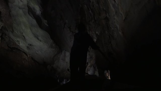 Low angle, person in Vietnam cave