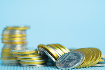 Stacks of coins with copy space for business and financial concept. shallow focus.