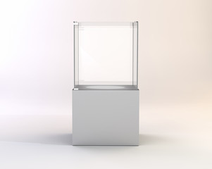 Glasvitrine im leeren Raum