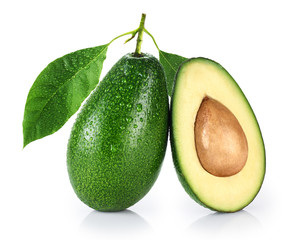 Avocado with leaf isolated on white background. © vitals