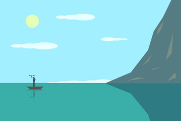 Minimalist stile. vector business finance. Successful vision concept with  icon of businessman and telescope, Symbol leadership, strategy, mission, objectives.