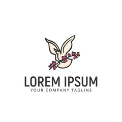 bird with flower logo design concept template