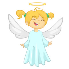 Happy angel character smiling. Vector illustration isolated