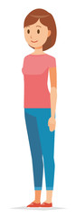 Illustration standing in a short-sleeved dress