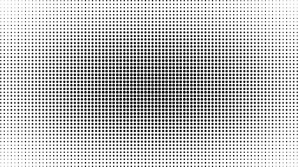 Abstract black and white dots background. Comic pop art style. Light effect. Gradient background with dots.