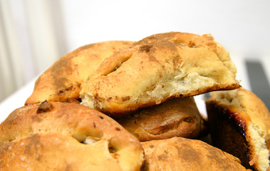 Homemade pies closeup.
