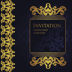 Invitation with a gold frame and vintage border