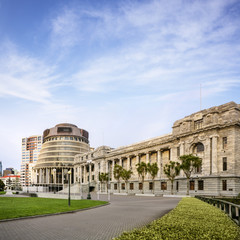Wellington The Beehive and Parliament House New Zealand