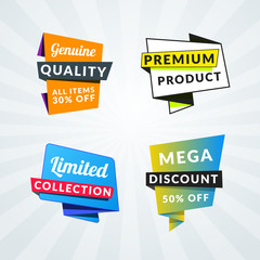 Set of sale banners and labels. Design elements for promotion. Vector illustration